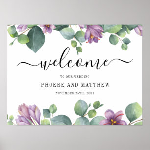Affiche SYMBOLE Mariage D'Accueil Floral Eucalyptus Callig