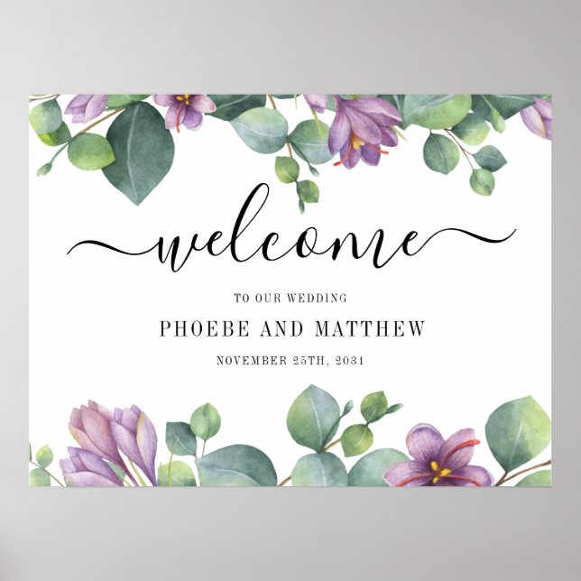 Affiche SYMBOLE Mariage D'Accueil Floral Eucalyptus Callig (Devant)