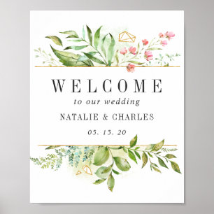 Affiche Symbole Mariage d'accueil Wild Floral Green Folial