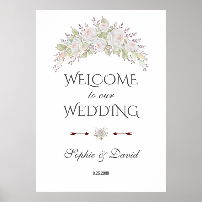 Affiche Symbole Mariage de bienvenue des fleurs blanches (Devant)