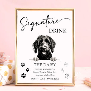 Affiche Symbole Mariage de chien Goldendoodle Signet boiss