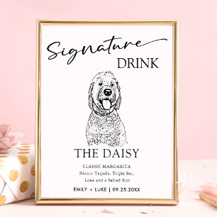 Affiche Symbole Mariage de chien Goldendoodle Signet boiss