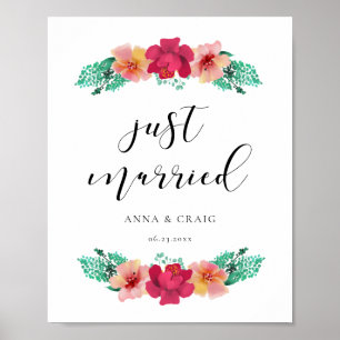 Affiche Symbole mariage de design floral marié