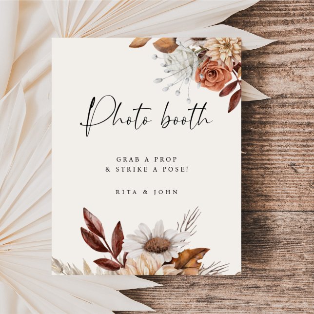 Affiche Symbole Mariage de la cabine photo Cream Boho (Créateur téléchargé)