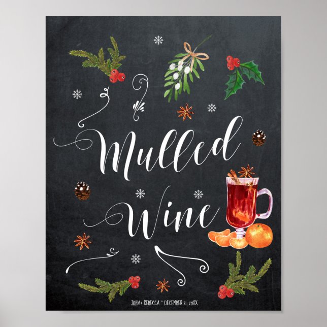 Affiche Symbole mariage de Noël hiver du bar Gluhwein (Devant)