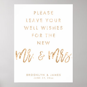 Affiche Symbole Mariage de puits Or et blanc