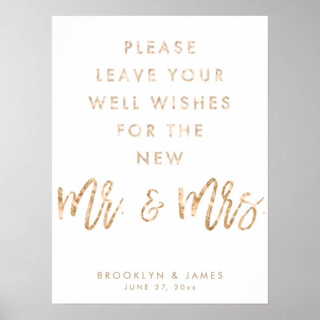 Affiche Symbole Mariage de puits Or et blanc (Devant)