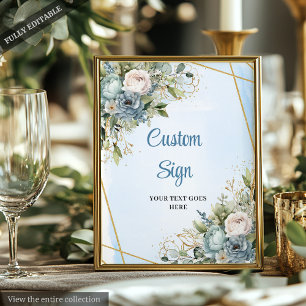 Affiche SYMBOLE Mariage D'ÉCRAN Bleu Floral Romantique