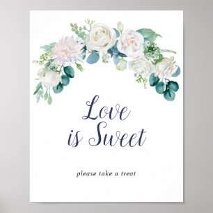 Affiche Symbole Mariage doux de l'amour des fleurs blanche