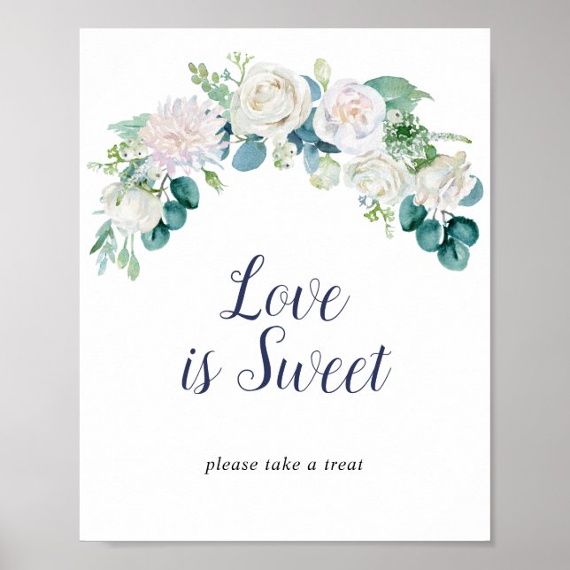 Affiche Symbole Mariage doux de l'amour des fleurs blanche (Devant)