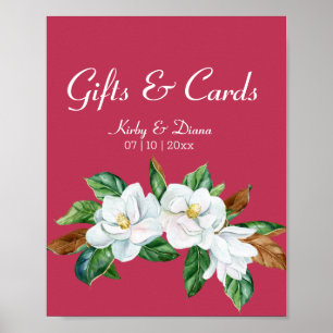 Affiche Symbole Mariage du Bouquet Magenta Magnolia
