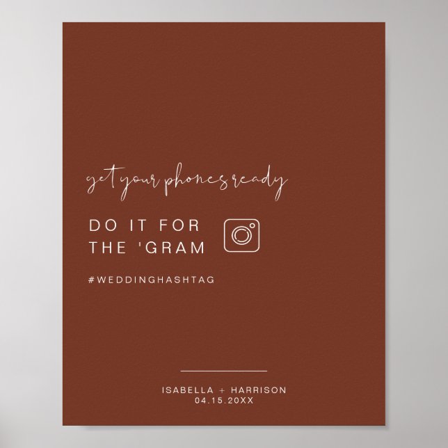 Affiche SYMBOLE Mariage DU Hashtag CORIANDER Boho Instagra (Devant)