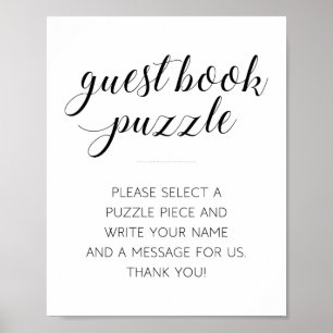 Affiche Symbole Mariage du puzzle du livre d'invité modern