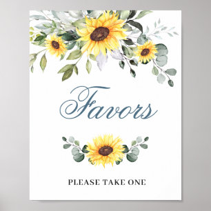 Affiche SYMBOLE Mariage Élégant Tournesol Eucalyptus Faveu