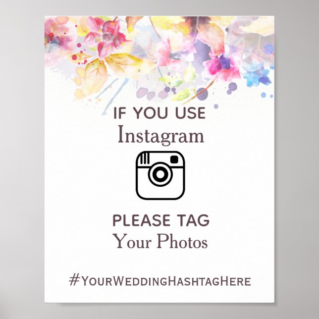 Affiche SYMBOLE Mariage Floral Instagram Aquarelle Pastel (Devant)