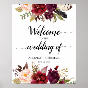 Affiche SYMBOLE Mariage Floral Marsala Boho