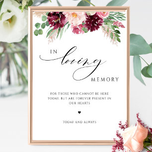 Affiche SYMBOLE Mariage Floral Rose Bourgogne