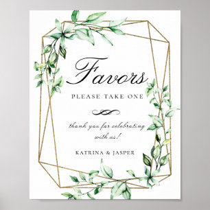 Affiche Symbole Mariage Géométrique Vert Or