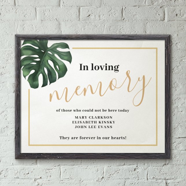 Affiche Symbole Mariage Monstera Leaf en mémoire d'amour (Créateur téléchargé)