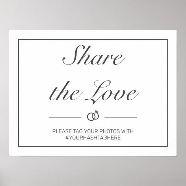 Affiche SYMBOLE Mariage noir blanc minimaliste moderne (Devant)