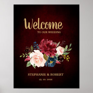 Affiche SYMBOLE Mariage Rustique Boho de la Marine Rouge d