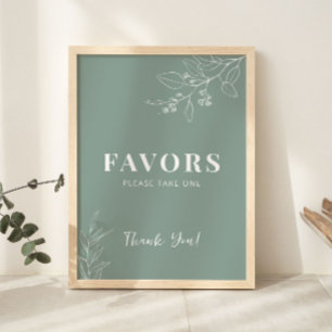 Affiche Symbole Mariage Vert Sage Floral