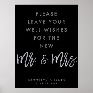 Affiche Symbole Mariage well Wings Noir Et Argent