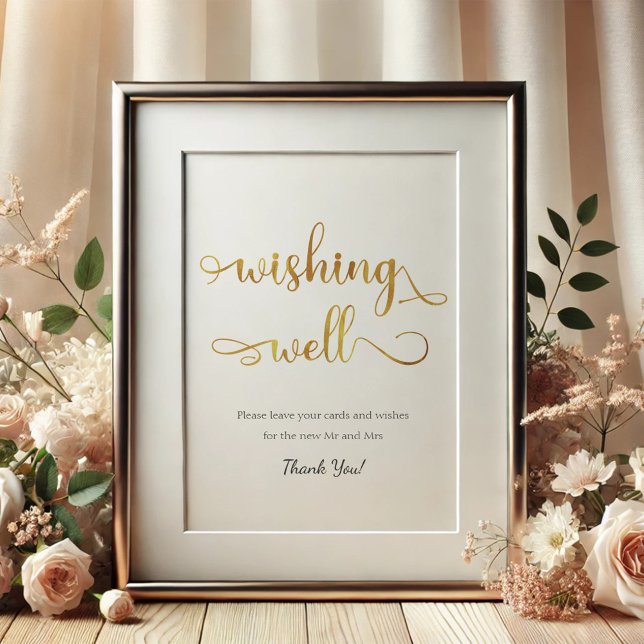 Affiche Symbole Mariage "Wishing Well" Gold White (Créateur téléchargé)