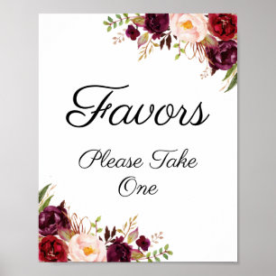 Affiche Symbole Marsala et Rose Floral Faveurs de mariage