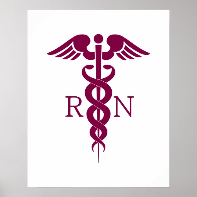 Affiche Symbole Médicale simple Red Caduceus Nurse (Devant)