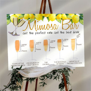Affiche Symbole Mimosa Bar décoré citron brunch nuptial