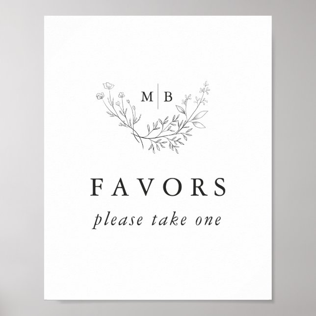Affiche Symbole minimal formel de noces Monogrammes Faveur (Devant)