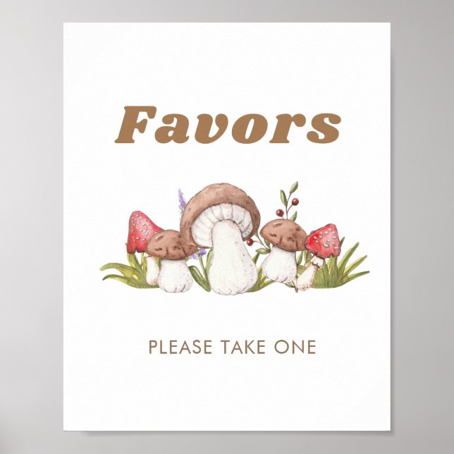 Affiche Symbole moderne Aquarelle Champignons Faveur (Devant)