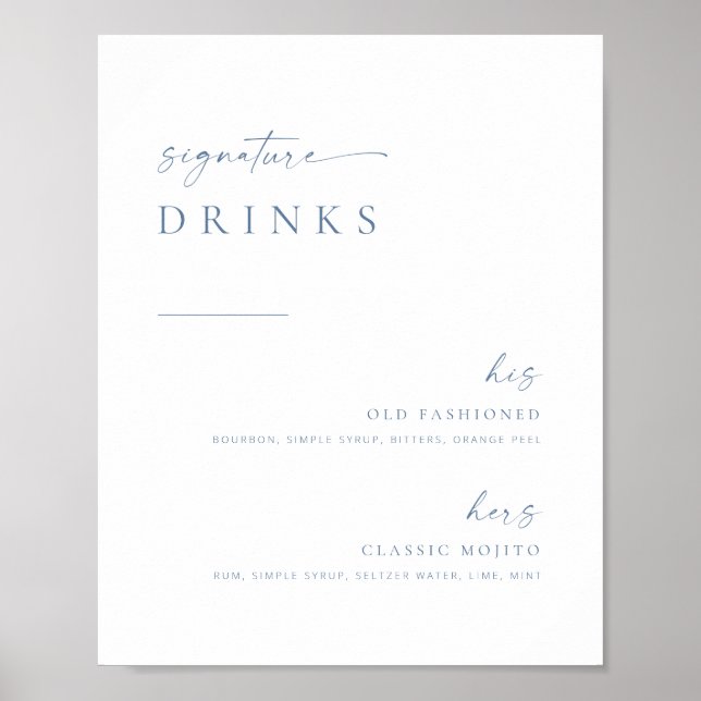 Affiche Symbole moderne chic Mariage signature boisson | B (Devant)
