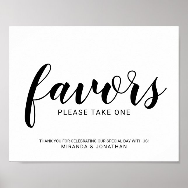 Affiche Symbole moderne de mariage Script Favors (Devant)