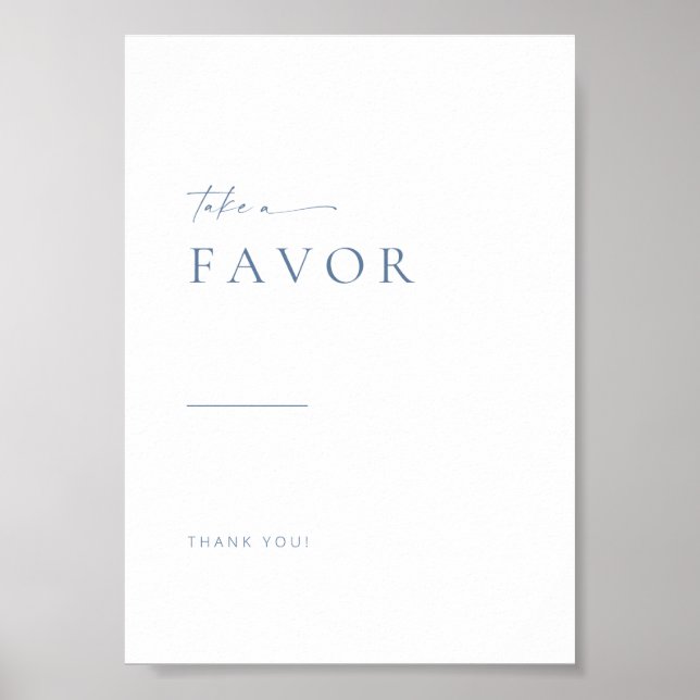 Affiche Symbole moderne de mariage Script Favors | Bleu (Devant)