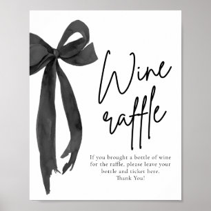 Affiche Symbole moderne élégant Black Bow Wine Raffle jeu