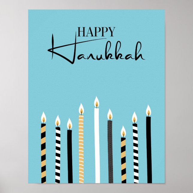 Affiche Symbole moderne Happy Hanoukka Candles Holiday (Devant)
