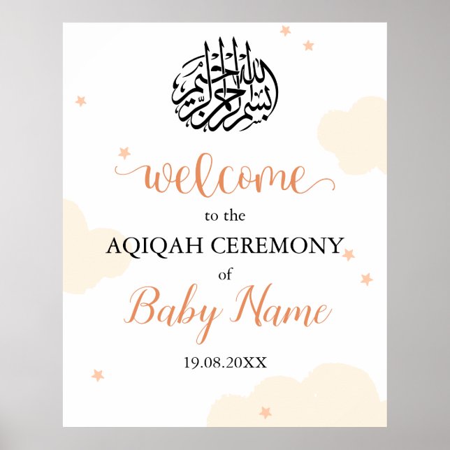 Affiche Symbole moderne modifiable Aqiqah Aqeeqah (Devant)