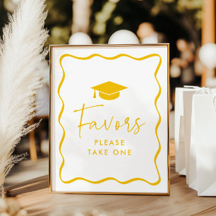 Affiche Symbole moderne Yellow Wavy Frame Graduation Faveu