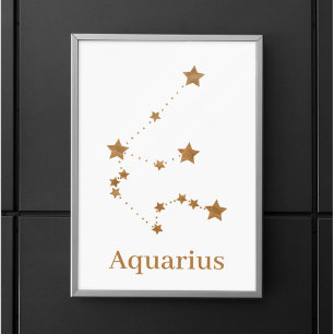 Affiche Symbole moderne Zodiac Gold Aquarius   Air de l'él
