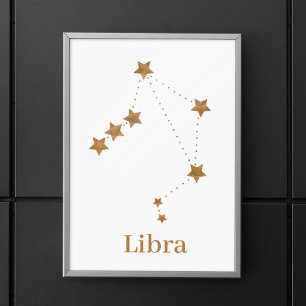 Affiche Symbole moderne Zodiac Gold Libra   Air de l'éléme