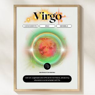 Affiche Symbole moderne Zodiac Virgo Quote Élément Terre