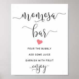 Affiche SYMBOLE Momosa Pink Heart Baby shower Juice Bar