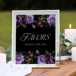 Affiche Symbole Moody Gothic Floral Purple Wedple Favors