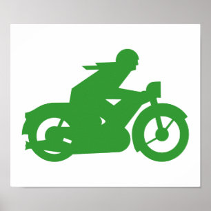 Affiche Symbole moto vert