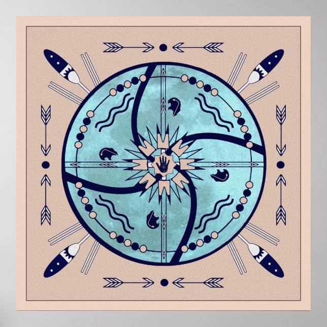 Affiche Symbole natif de la lune de protection Mandala Pos (Devant)