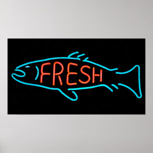 AFFICHE SYMBOLE NEON DU POISSON FRICE