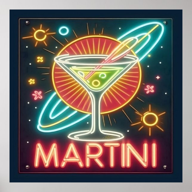 Affiche SYMBOLE NEON MARtini DU MILIEU DU SIÈCLE (Devant)