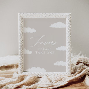 Affiche Symbole Neuf Baby shower Neuf Nuages Neuf Faveurs
